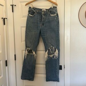 The Dad High Rise Jean with Ripped knees